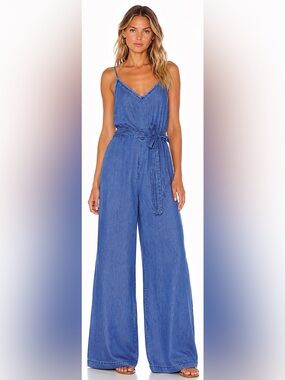 Bella Dahl Revolve Blue overalls lightweight cute summer fall boho wide leg M